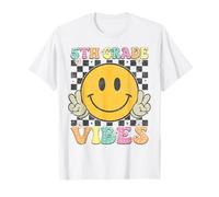 Girls 5th Grade Vibes Smile Face Back to School Fifth grade T-Shirt