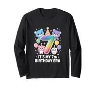 Girls 7th Birthday Butterfly Magic Celebration Art Long Sleeve T-Shirt