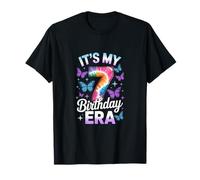 Girls 7th Birthday Butterfly Magic Celebration Art T-Shirt