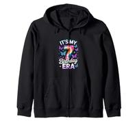 Girls 7th Birthday Butterfly Magic Celebration Art Zip Hoodie