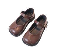 Girls a y Wedding Shoes ary Jane Ballet Dress Flat with Adjustable Strappy Toddler Baby Cute Princess Flower Shoes for Little Kid (Brown, 3 Big Kids)