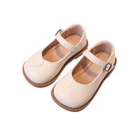 Girls a y Wedding Shoes ary Jane Ballet Dress Flat with Adjustable Strappy Toddler Baby Cute Princess Flower Shoes for Little Kid (Beige, 11.5 Little Child)