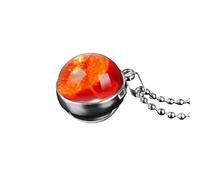 Girls accessories 925 Sterling Silver For Women And Men, Universe Space Planet Necklaces Two-sided Glass Pendant, Saturn Gold, Solar System Necklace, Earth