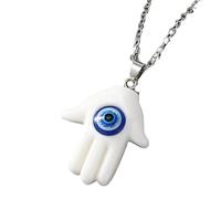 Girls accessories 925 Sterling Silver Hamsa Necklace For Women And Men, Multicolor Evil Eye Hand Simple Turkey Lucky Blue Fatima Clavicle Chain, Mano De Con Ojo