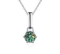 Girls Accessories Accessories 1 to 2 D Color Round Cut Moissanite Pendant Necklaces for Women Six Claw Necklace for Women - Valentine's Day Birthday necklace
