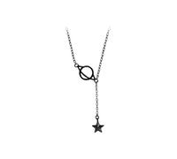 Girls accessories Black Planet Pull Simple 925 Sterling Silver Jewelry Personality Popular Star Exquisite Necklaces-T17 Birthday thing