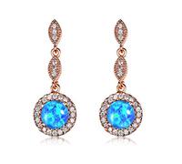 Girls accessories cellacity water drop shaped 925 jewelry round gemstones earrings for women long opal ear drops rose color Birthday Gift