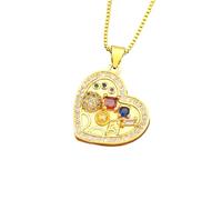 Girls Accessories Elegant Luxury Colorful Rhinestone Heart Shape Pendant Women Necklace Copper CZ Aesthetic Jewelry Romantic Engagement Gift, Stainless Steel, No Gemstone necklace
