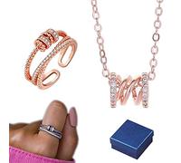 Girls accessories for Daughter - Drive Away Your Anxiety Fidget Rings Necklace, Plated Meditation Ring, Anxiety Relief Ring Necklace, Adjustable Swivel Ring,things for Ladies Birthday thing