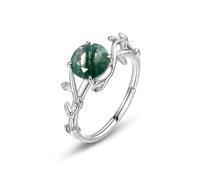 Girls accessories Natural Moss Agate Ring,18K Gold Plated Green Moss Agate Engagement Ring,Adjustable open Oval Wedding Promise Ring Jewelry Gift for Women Birthday Gift