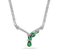 Girls accessories Sterling Silver Genuine or Simulated Gemstone & White Topaz Mesh Chain Statement Cocktail V Drop Necklace Birthday Gift