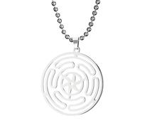 Girls Accessories Triple Moon Goddess Wheel of Hecate Stainless Steel, Ancient Blessing Talisman Design necklace
