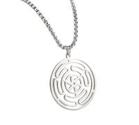 Girls Accessories Triple Moon Goddess Wheel of Hecate Stainless Steel, Ancient Blessing Talisman Design necklace