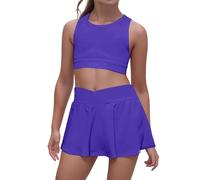 Girls Active Outfit Set Toddler Playwear Summer Sports Clothes Comfortable Stretchy Waist Vest Romper Casual Kids Wear Age 4 7 (Dark Blue, S)