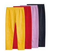 Girls' Activewear Leggings 3-12Y Pack Of 4 Elasticated High Waist School Tights Multipack Slim Fit Clothes Casual Comfort Stretchy School Trousers Dance & Gymnastics Sportswear Yellow 3 Years