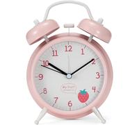 Girls alarm clock compatible girls' room, cute pink student clock, with light, easy-to-use snooze alarm clock compatible kids, 4 inches