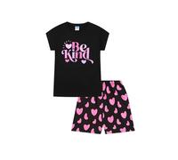 Girls Always Be Kind Black Pink Short W24 Cotton Pyjama Set Kids PJs (9-10 Years)