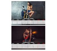 Girls and Bikes, The 2026 Motorbikes Calendar, Poster Calendar, Horizontal A4 Spiral Bound Wall Hanging Erotik Calendar.