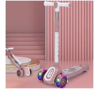 Girls' and boys' children's scooters glide or sit-on scooters with glitter wheels height-adjustable scooters 3-10 years: glide, rock and learn to ride,Pink,B