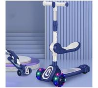 Girls' and boys' children's scooters glide or sit-on scooters with glitter wheels height-adjustable scooters 3-10 years: glide, rock and learn to ride,Blue,D