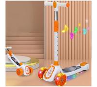 Girls' and boys' children's scooters glide or sit-on scooters with glitter wheels height-adjustable scooters 3-10 years: glide, rock and learn to ride,Orange,C