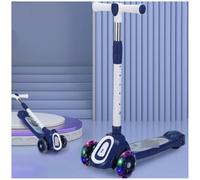 Girls' and boys' children's scooters glide or sit-on scooters with glitter wheels height-adjustable scooters 3-10 years: glide, rock and learn to ride,Blue,A