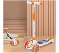 Girls' and boys' children's scooters glide or sit-on scooters with glitter wheels height-adjustable scooters 3-10 years: glide, rock and learn to ride,Orange,A
