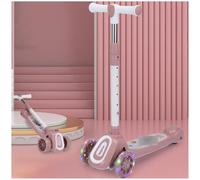 Girls' and boys' children's scooters glide or sit-on scooters with glitter wheels height-adjustable scooters 3-10 years: glide, rock and learn to ride,Pink,A