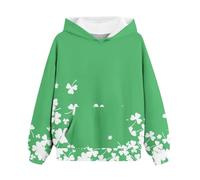Girls and Boys Hooded Sweatshirts Spring and Autumn St. Day Personalized 3D Printing Retro Casual Sweatshirts with Pockets Children's Hooded Sweatshirts Hoodies for Boys 12-14 (Green, 9-11 Years)