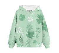 Girls and Boys Hooded Sweatshirts Spring and Autumn St. Day Personalized 3D Printing Retro Casual Sweatshirts with Pockets Children's Hooded Sweatshirts Toddler Boys Windbreaker (Green, 11-13 Years)
