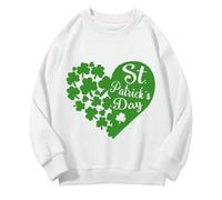 Girls and Boys Round Neck Sweatshirts Spring and Autumn St. Day Middle and Large Children's Sweatshirts Retro Personality 2D Printing Children's Casual Sweatshirt Clothes for Boys (White, 3-4 Years)