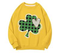 Girls and Boys Round Neck Sweatshirts Spring and Autumn St. Day Middle and Large Children's Sweatshirts Retro Personality 2D Printing Children's Casual Sweatshirt Boy Clothes (Yellow, 10-11 Years)