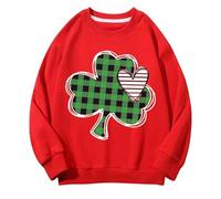 Girls and Boys Round Neck Sweatshirts Spring and Autumn St. Day Middle and Large Children's Sweatshirts Retro Personality 2D Printing Children's Casual Sweatshirt Boy Clothes Size (Red, 12-13 Years)