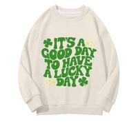 Girls and Boys Round Neck Sweatshirts Spring and Autumn St. Day Middle and Large Children's Sweatshirts Retro Personality 2D Printing Children's Casual Sweatshirt Boy Clothes (Beige, 8-9 Years)