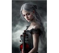 Girls and Violin Art Series Wooden Puzzle, Dust - Free Perfect Interlocking, Suitable for Home Decoration, Birthday Gifts, Suitable for Both Men and Women_1000pcs