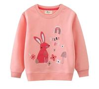 Girls Animal Print Sweatshirt Crewneck Pullover Long Sleeve Casual Soft Cosy Jumper Top for Spring Autumn School Everyday Cute Casual Wear(5-6 Years) Pink