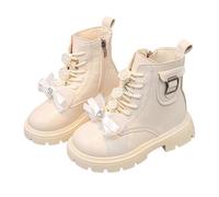 Girls Ankle Boots Lace Up Short Combat Boots PU Leather Riding Boot Side Zipper Punk Goth Boot Waterproof Non Slip Easy to Put On Cowgirl Booties 3-11 Years