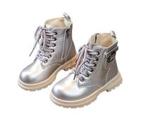 Girls Ankle Boots Lace Up Short Combat Boots PU Leather Riding Boot Side Zipper Punk Goth Boot Waterproof Non Slip Easy to Put On Cowgirl Booties 3-11 Years