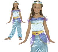 Girls Arabian Princess Fancy Dress Costume Jasmine Aladdin Genie Belly Dancer