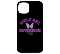 Girls Are Superheroes Too Butterfly Purple Message Case for iPhone 13