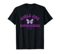 Girls Are Superheroes Too Butterfly Purple Message T-Shirt