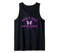 Girls Are Superheroes Too Butterfly Purple Message Tank Top