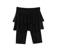 Girls Athletic Biker Shorts Summer Stretchy Knee Length Tiered Skorts Teen Girl School Basic Activewear Spring Casual Cotton Running Workout Gymnastics Sports Trousers