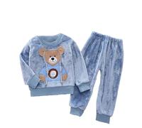 Girls Autumn Winter Flannel Outfit Set Cozy Home Wear with Bear Design for Children #1203A