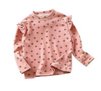 Girls Autumn Winter Floral Print Blouse with Elegant Flutter Sleeve Design for Casual Wear Comfortable Daily Outfit