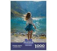 Girl's Back View Puzzles 1000 Piece for Adults Kids Challenge Toy Walking by The Seaside Impossible Puzzle Educational Game Gifts 70x50cm/1000pcs