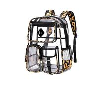 Girls Backpack - Clear Backpack Set Heavy Duty Pvc Transparent Daypack 17In Laptop Bag See Through Large Capacity Double Shoulder Backpack With Pencil Key Chain() (F One Size)