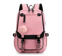 Girls Backpack Color-blocking Schoolbags for Girls Lightweight Bookbag Middle-School Elementary Backpack 20L, Pink, L, Traveling