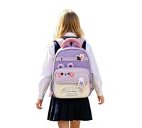 Girls Backpack For School - Lightweight Kids Cartoon Bunny Bear Patchwork Rucksack Glow Dark Tabs Comfortable Straps Day Travel Backpack For Children