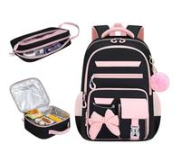 Girls Backpack Large Backpack with Lunch Pouch and Pencil Case, C, Se référer au descriptif, Refer to description